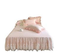 Faldón de Cama Lace Style Bed Skirt Queen Size Cover Room Bedspread Skin-Friendly Linen For Home para el armazón de la Cama(Pink,180x200cm 3pcs Set)