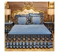 Faldón de Cama Ropa de Cama Lujo Colchas Estilo Europeo en la Falda Encaje Fundas Almohada Crystal King Queen Size Textiles for el hogar(Sky Blue,1 Pc Skirt 200x220cm)