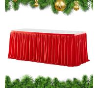 Faldón de Escritorio, 1,8/2,7 m, Color Rojo, decoración de Mesa de Navidad, para Interior y Exterior, Shower Event, cumpleaños, Boda, género, Navidad, Halloween, cumpleaños, Banquete