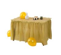 Faldón De Mesa 1pc Disposable Table Skirt BPA Free Plastic Tableskirt Disposable Reusable Rectangular Tablecloth Skirt Birthday Banquet Party(Gold)