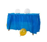 Faldón De Mesa 1pc Disposable Table Skirt BPA Free Plastic Tableskirt Disposable Reusable Rectangular Tablecloth Skirt Birthday Banquet Party(Blue)