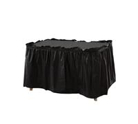 Faldón De Mesa 1pc Disposable Table Skirt BPA Free Plastic Tableskirt Disposable Reusable Rectangular Tablecloth Skirt Birthday Banquet Party(Black)