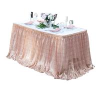 Faldón de Mesa Falda de mesa con lentejuelas, mantel destellos, decoración for fiestas cumpleaños, bodas, festivales, eventos, faldas rectangulares purpurina(Rose gold,14FT 70x426cm)