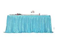 Faldón de Mesa Falda de mesa con lentejuelas, mantel destellos, decoración for fiestas cumpleaños, bodas, festivales, eventos, faldas rectangulares purpurina(Sky blue,14FT 70x426cm)
