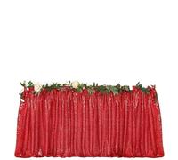 Faldón de Mesa Falda de mesa con lentejuelas, mantel destellos, decoración for fiestas cumpleaños, bodas, festivales, eventos, faldas rectangulares purpurina(Red,14FT 70x426cm)