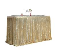 Faldón de Mesa Falda de mesa con lentejuelas, mantel destellos, decoración for fiestas cumpleaños, bodas, festivales, eventos, faldas rectangulares purpurina(Pale Gold,14FT 70x426cm)