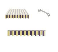 Faldón de Recambio para Toldo Retráctil 320g, Tela de Poliéster Impermeable con Borde Ondulato, Volante Protector UV Sombra para Patio Terraza Jardín, 2m 3m 6m, Solo(Yellow Blue,L3mxH0.3m)
