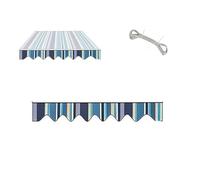 Faldón de Recambio para Toldo Retráctil 320g, Tela de Poliéster Impermeable con Borde Ondulato, Volante Protector UV Sombra para Patio Terraza Jardín, 2m 3m 6m, Solo(Blue Stripe,L2mxH0.3m)