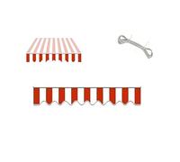 Faldón de Recambio para Toldo Retráctil 320g, Tela de Poliéster Impermeable con Borde Ondulato, Volante Protector UV Sombra para Patio Terraza Jardín, 2m 3m 6m, Solo(Red White,L3mxH0.3m)