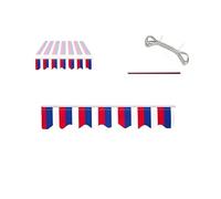 Faldón de Recambio para Toldo Retráctil 320g, Tela de Poliéster Impermeable con Borde Ondulato, Volante Protector UV Sombra para Patio Terraza Jardín, 2m 3m 6m, Solo(Red Blue White,L2mxH0.3m)
