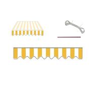 Faldón de Recambio para Toldo Retráctil 320g, Tela de Poliéster Impermeable con Borde Ondulato, Volante Protector UV Sombra para Patio Terraza Jardín, 2m 3m 6m, Solo(Yellow White,L2.4mxH0.3m)