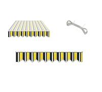 Faldón de Recambio para Toldo Retráctil 320g, Tela de Poliéster Impermeable con Borde Ondulato, Volante Protector UV Sombra para Patio Terraza Jardín, 2m 3m 6m, Solo(Yellow black,L3mxH0.3m)