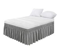 Faldón envolvente para camas con caída ajustable, elástico con volantes para camas Queen, King, Full y Twin, lavable a máquina (Gris claro, King)