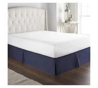 Faldones De Cama Cómoda Falda de Cama Plisada Suave y a Medida con Tela Resistente a Las Arrugas, Ropa 15 Pulgadas Alto(Dark Blue,120x 190x 35 cm)