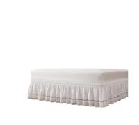 Faldones de Cama DecoracióN,Cubre Canape Falda de Cama Blanca Falda con Banda elástica, Ropa(King 180x200x38cm)