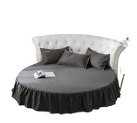 Faldones de Cama Falda de Cama algodón Color Liso, cubrecama Redondo Puro, sábana 200 cm, sin Funda Almohada(Dark Gray,1pc Sheet 220cm)