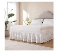Faldones De Cama Falda de Cama Blanca con diseño de Encaje Falda de Cama Twin Full Queen King CK Faldas de Cama elásticas estiradas Cubre Somier (Color : A, Size : Queen 150x200cm)