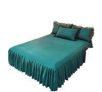 Faldones de Cama Falda de Cama Color Liso con Volantes Encaje, 1 Unidad, Funda for Dormitorio, colchón Antideslizante, sábana y Colcha(Green,120x200cm 1pc)