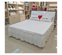 Faldones De Cama Falda de Cama con Volantes elásticos Color sólido, Estilo Envolvente, fácil Ajuste, caída 15 Pulgadas, Faldas en Las Esquinas(White,180x200x40cm)