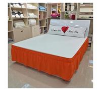 Faldones De Cama Falda de Cama con Volantes elásticos Color sólido, Estilo Envolvente, fácil Ajuste, caída 15 Pulgadas, Faldas en Las Esquinas(Orange,135x200x40cm)