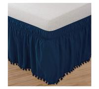 Faldones De Cama Falda Decorativa for Cama con borlas, Funda for sin Superficie, Banda elástica, Falda for, for de Hotel, tamaño Doble/Completo/Queen/King Dormitorio(Blue,C-King 200x220x40cm)