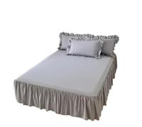 Faldones de Cama Faldas de Cama Color Liso con Encaje Lijado, Antideslizantes, for Dormitorio, Dos Capas, Decoradas(Grey,1 pc Skirt 140x200cm)