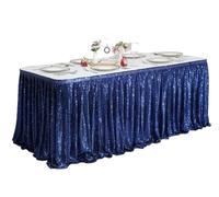Faldones De Mesa Falda de mesa lentejuelas doradas Beige, mantel for mesas, fiesta cumpleaños, boda, Navidad, accesorios, dulces, decoración, Festival Deco(Royal blue,14FT-70x426cm)