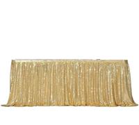 Faldones De Mesa Falda de mesa lentejuelas doradas Beige, mantel for mesas, fiesta cumpleaños, boda, Navidad, accesorios, dulces, decoración, Festival Deco(Gold,14FT-70x426cm)