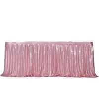 Faldones De Mesa Falda de mesa lentejuelas doradas Beige, mantel for mesas, fiesta cumpleaños, boda, Navidad, accesorios, dulces, decoración, Festival Deco(Rose pink,14FT-70x426cm)