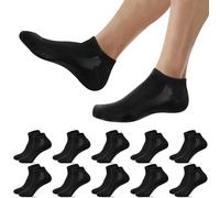 Falechay 10 Pares Calcetines Deporte Hombre Mujer Cortos Calcetines Tobilleros Respirable Algodón Unisex,Negro 43-46