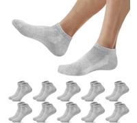 Falechay 10 Pares Calcetines Deporte Hombre Mujer Cortos Calcetines Tobilleros Respirable Algodón Unisex,Gris 43-46