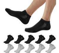 Falechay 10 Pares Calcetines Deporte Hombre Mujer Cortos Calcetines Tobilleros Respirable Algodón Unisex,Negro-Gris 39-42