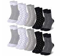 Falechay 10 Pares Calcetines Mujer Algodón Multicolor Rayas Puntos Calcetines Deporte Largos Socks,Multicolor-5,39-42