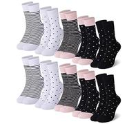 Falechay 10 Pares Calcetines Mujer Algodón Multicolor Rayas Puntos Calcetines Deporte Largos Socks,Multicolor-3,39-42