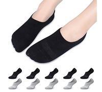 Falechay 10 Pares Calcetines tobillero Invisibles Algodón hombre mujere Calcetines Cortos con tiras de silicona antideslizantes Negro/Gris 39-42