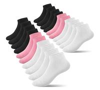 Falechay 10 Pares Calcetines Tobilleros Niño Niña Algodón Deporte Calcetines Cortos Negro Blanco Rosa 27-30