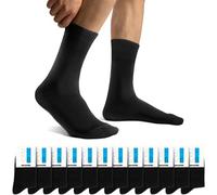 Falechay 12 Pares Calcetines Hombre de Algodón Calcetines Deporte Mujer Transpirables Negro 47-50