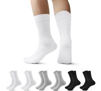 Falechay 6 Pares Calcetines Hombre Mujer de Algodón Calcetines de Deporte Transpirables Calcetines de rizo cómodos Negro Blanco Gris，43-46