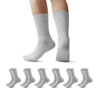 Falechay 6 Pares Calcetines Hombre Mujer de Algodón Calcetines de Deporte Transpirables Calcetines de rizo cómodos Gris，39-42