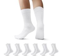 Falechay 6 Pares Calcetines Hombre Mujer de Algodón Calcetines de Deporte Transpirables Calcetines de rizo cómodos Blanco，39-42
