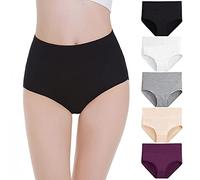 Falechay Bragas Algodón Mujer Altas Cintura Braguitas Slip Cómodo Pack de 5 Multicolor 03,L