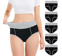 Falechay Bragas Algodón Mujer de Talle Alto 5 Pack sin Costuras Bikini Braguita de Cintura Alta Cómodo Talla Pack de 5 Negro S