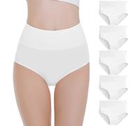 Falechay Bragas Mujer Algodón Cintura Alta Pack de 5 Blanco,XL
