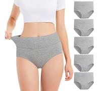 Falechay Bragas Mujer Algodón Cintura Alta Pack de 5 Gris,XS