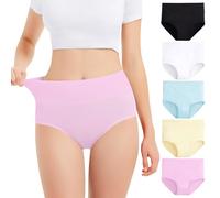 Falechay Bragas Mujer Algodón Cintura Alta Pack de 5 Multicolor04,S