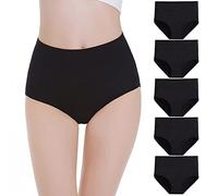 Falechay Bragas Mujer Algodón Cintura Alta Pack de 5 Negro,XL