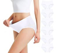 Falechay Bragas Mujer Algodón Cintura Midi Blanco-L Pack de 6