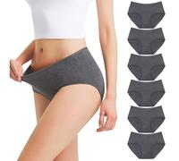 Falechay Bragas Mujer Algodón Cintura Midi Gris Oscuro-L Pack de 6