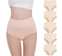 Falechay Bragas Mujer Slip Cintura Alta Algodón Pack de 5 Beige (Piel),2XL