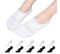 Falechay Calcetines Cortos Tobilleros Hombre y Mujer Invisibles 10 Pares Algodón Calcetines Transpirables Verano Negro/Blanco 43-46